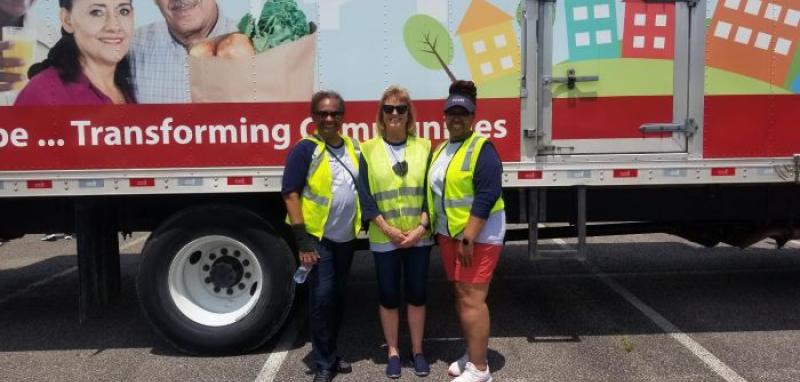 Volunteers at Drive-Thru Food Pantry Distribution Photo